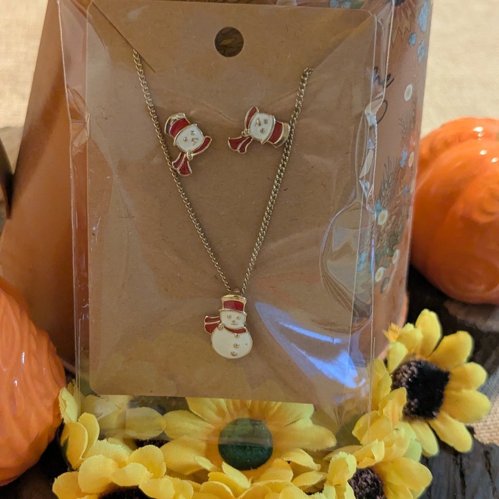Snowman Necklace and Earring Set